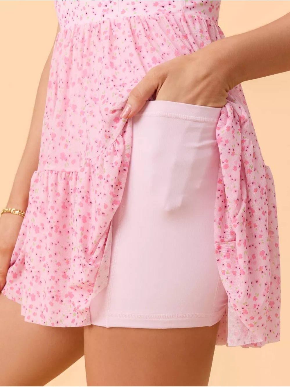Blogilates Ballerina Ruffle Dress - Pink Floral Print, NWT - Picture 2 of 13